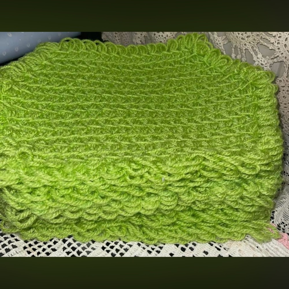 Handmade Chunky Knit Blanket in Bright Lime Green